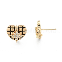 Brass Clear Cubic Zirconia Stud Earring Findings&nbsp;EJEW-N012-55