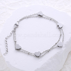 Korean Style Minimalist Double Layer Heart Friendship Bracelet for Women&nbsp;WA9104
