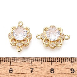 Brass Pave Clear Cubic Zirconia Connector Charms&nbsp;KK-N284-20G