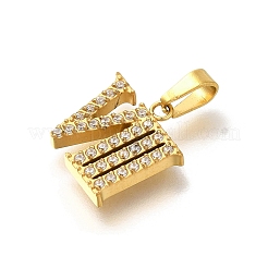 Ion Plating(IP) 304 Stainless Steel Micro Pave Cubic Zirconia Pendants&nbsp;STAS-H228-02G-08