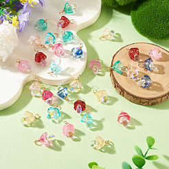 32Pcs 8 Style Glass Pendants&nbsp;PALLOY-TAC0300