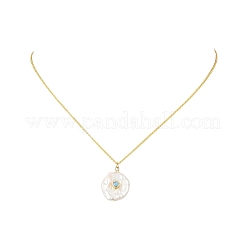 Natural Baroque Keshi Pearl Pendant Brass Cable Chain Necklaces&nbsp;NJEW-JN06530