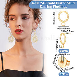 20Pcs 304 Stainless Steel Ring Stud Earring Findings&nbsp;STAS-BBC0001-76G