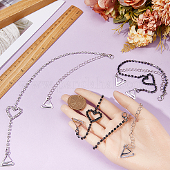 2 Pairs 2 Colors Heart Adjustable Alloy Rhinestone Chain Non-slip Bra Straps&nbsp;DIY-GF0007-75