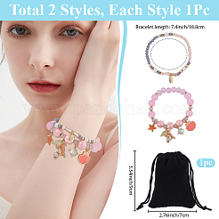 1Bag Plastic & Glass Beaded Stretch Bracelets&nbsp;BJEW-PA0001-10A