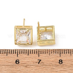 Brass Micro Pave Clear Cubic Zirconia Stud Earrings&nbsp;EJEW-C174-02B-G