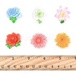 24Pcs 6 Styles Opaque Resin Flowers Cabochons&nbsp;RESI-FS0002-16