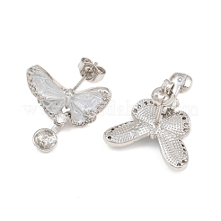 Brass Micro Pave Cubic Zirconia Stud Earring Findings&nbsp;CU-CBAA5EE-03P-B