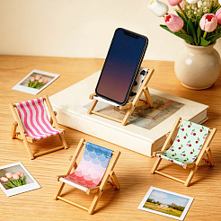 4Pcs 4 Colors Polyester & Wood Mini Chair Shape Cell Phone Stand&nbsp;AJEW-CP0012-32A