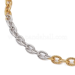 2Pcs 2 Colors Two Tone 304 Stainless Steel Textured Cable Chain Anklets&nbsp;AJEW-AN00681
