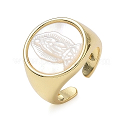 Brass & White Shell Cuff Open Rings&nbsp;KK-CBA56EF-42C-G