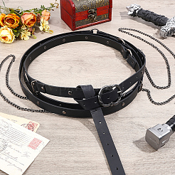 PU Imitation Leather Chain Belts with Metal Chains&nbsp;AJEW-WH0609-663B