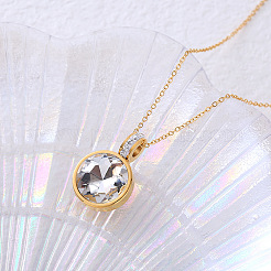 Amie Lunbi Zircon 18k Gold Titanium Steel Collar Chain Circular Minimalist Jewelry&nbsp;XK7072