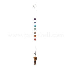 Natural Tiger Eye Cone Pendant Dowsing Pendulums&nbsp;HJEW-JM03968