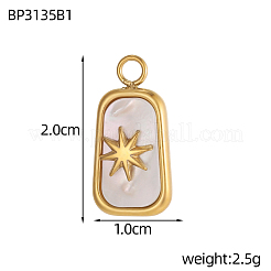 304 Stainless Steel with Shell Pendants&nbsp;STAS-OY005-91G