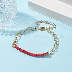 Waxed Cotton Cords Braided Link Bracelets&nbsp;BJEW-JB09963-05