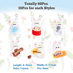 60Pcs 6 Style Music Theme Opaque Resin Pendants&nbsp;RESI-DC0001-06
