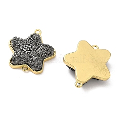 Brass with Druzy Resin Connector Charms&nbsp;KK-C158-05A-G