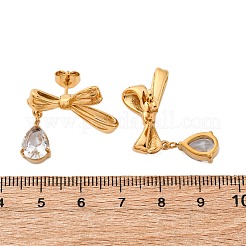 304 Stainless Steel Rhinestone Stud Earrings&nbsp;EJEW-Z098-09G