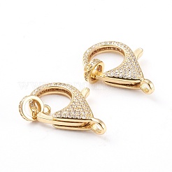 Brass Micro Pave Cubic Zirconia Lobster Claw Clasps&nbsp;ZIRC-I043-34G-02