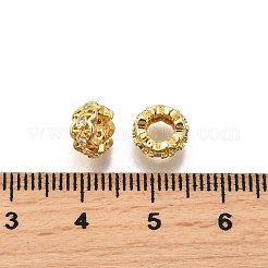 Brass Micro Pave Cubic Zirconia Rondelle European Beads&nbsp;KK-C106-12G