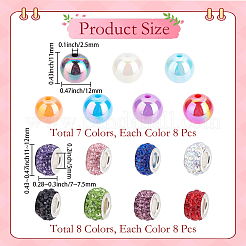 Opaque Acrylic Round & Rondelle Polymer Clay Rhinestone European Beads Findings Kits&nbsp;DIY-PA0001-21