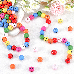 200Pcs Spray Painted Natural Wood Beads&nbsp;WOOD-GF0002-20