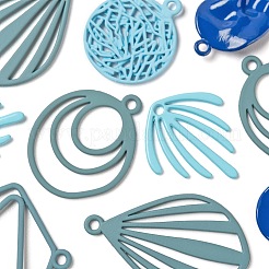 24Pcs 6 Style Blue Series Spray Painted Alloy Pendants&nbsp;FIND-LS0001-62