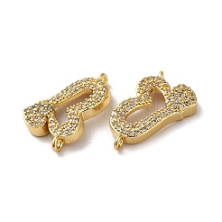 Eco-Friendly Rack Plating Brass Micro Pave Clear Cubic Zirconia Connector Charms&nbsp;KK-F853-27G