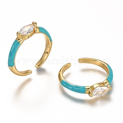 Brass Enamel Cuff Rings&nbsp;RJEW-C100-35G-F