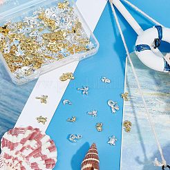 168Pcs Tortoise & Mermaid & Anchor & Dolphin & Coconut Tree Alloy Cabochons&nbsp;MRMJ-OC0002-62