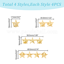16Pcs 4 Styles Star Zinc Alloy Brooches&nbsp;JEWB-HY0001-41G