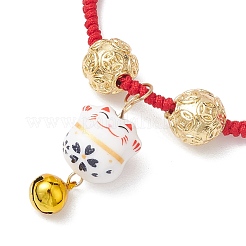 Adjustable Fortune Cat Handmade Porcelain Charm Bracelets&nbsp;BJEW-JB10506