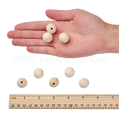 Natural Unfinished Wood Beads&nbsp;WOOD-S651-18mm-LF