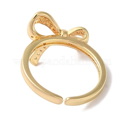 Bowknot Brass Micro Pave Clear Cubic Zirconia Open Cuff Rings for Women&nbsp;RJEW-C098-25G