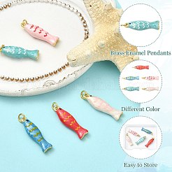 5Pcs 5 Colors Brass Enamel Pendants&nbsp;KK-CJ0005-68