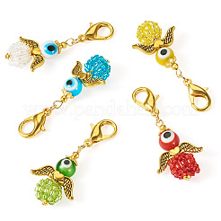 5Pcs 5 Colors Angel Glass Seed Bead Pendant Decorations&nbsp;HJEW-TA0001-31