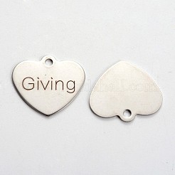 Non-Tarnish 201 Stainless Steel Heart Pendants&nbsp;LS-STAS-L165-C07