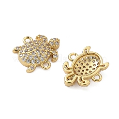 Brass Micro Pave Clear Cubic Zirconia Sea Animal Connector Charms&nbsp;KK-P325-02G