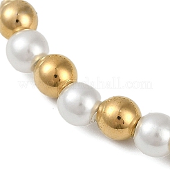 Ion Plating(IP) 304 Stainless Steel & Plastic Pearl Round Beaded Bracelets for Women&nbsp;BJEW-D046-01G