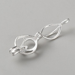 1Pc 925 Sterling Silver Micro Pave Clear Cubic Zirconia Bead Cage Pendants&nbsp;STER-HS0001-19