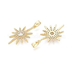 Brass Micro Pave Clear Cubic Zirconia Pendants&nbsp;KK-T075-81G