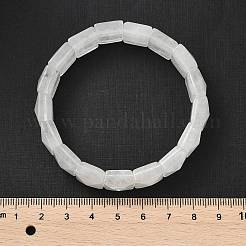 Square Natural Quartz Crystal Beads Stretch Bracelets for Women Men&nbsp;BJEW-C097-06W