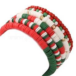 6Pcs Christmas Theme Polymer Clay Heishi Beads & Glass Seed Beaded Stretch Bracelets Set&nbsp;BJEW-TA00539