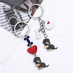 WEWAYSMILE 2 pcs Dog Keychain Car Keychain Pet Pendant Key-Ring Lovely Dog Key-ring Portable Metal Keychain Gift for Pet Lover Birthday Puppy Theme Party Supplies (Dachshund)&nbsp;JX788A