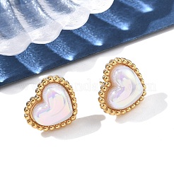 304 Stainless Steel Shell Heart Stud Earrings for Women&nbsp;EJEW-Z095-02G
