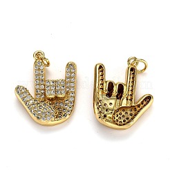 Brass Micro Pave Clear Cubic Zirconia Pendants&nbsp;ZIRC-L100-015G