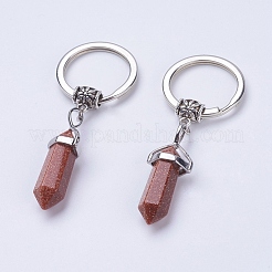 Natural/Synthetic Mixed Stone Pointed Keychain&nbsp;KEYC-E023-01
