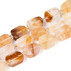 Natural Yellow Hematoid Quartz/Golden Healer Quartz Beads Strands&nbsp;G-C098-A29-01