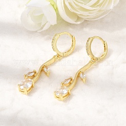 Brass Micro Pave Cubic Zirconia Hoop Earrings&nbsp;CU-CBA108A-14G-02